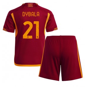 AS Roma Paulo Dybala #21 kläder Barn 2023-24 Hemmatröja Kortärmad (+ korta byxor)